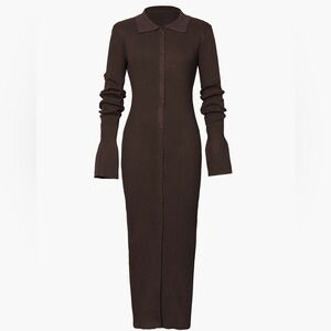 Long sleeve ribbed buttons down maxi dress